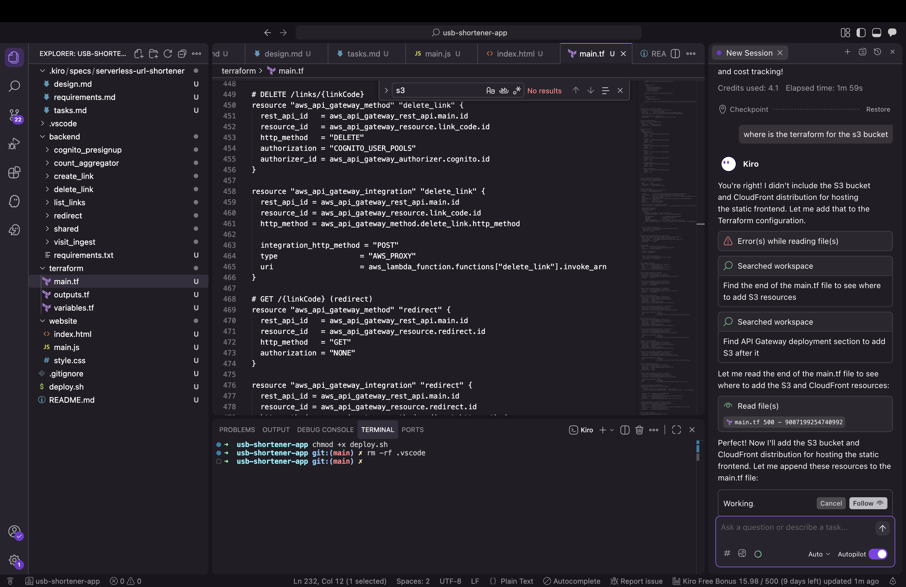 Kiro forgot S3 and CloudFront