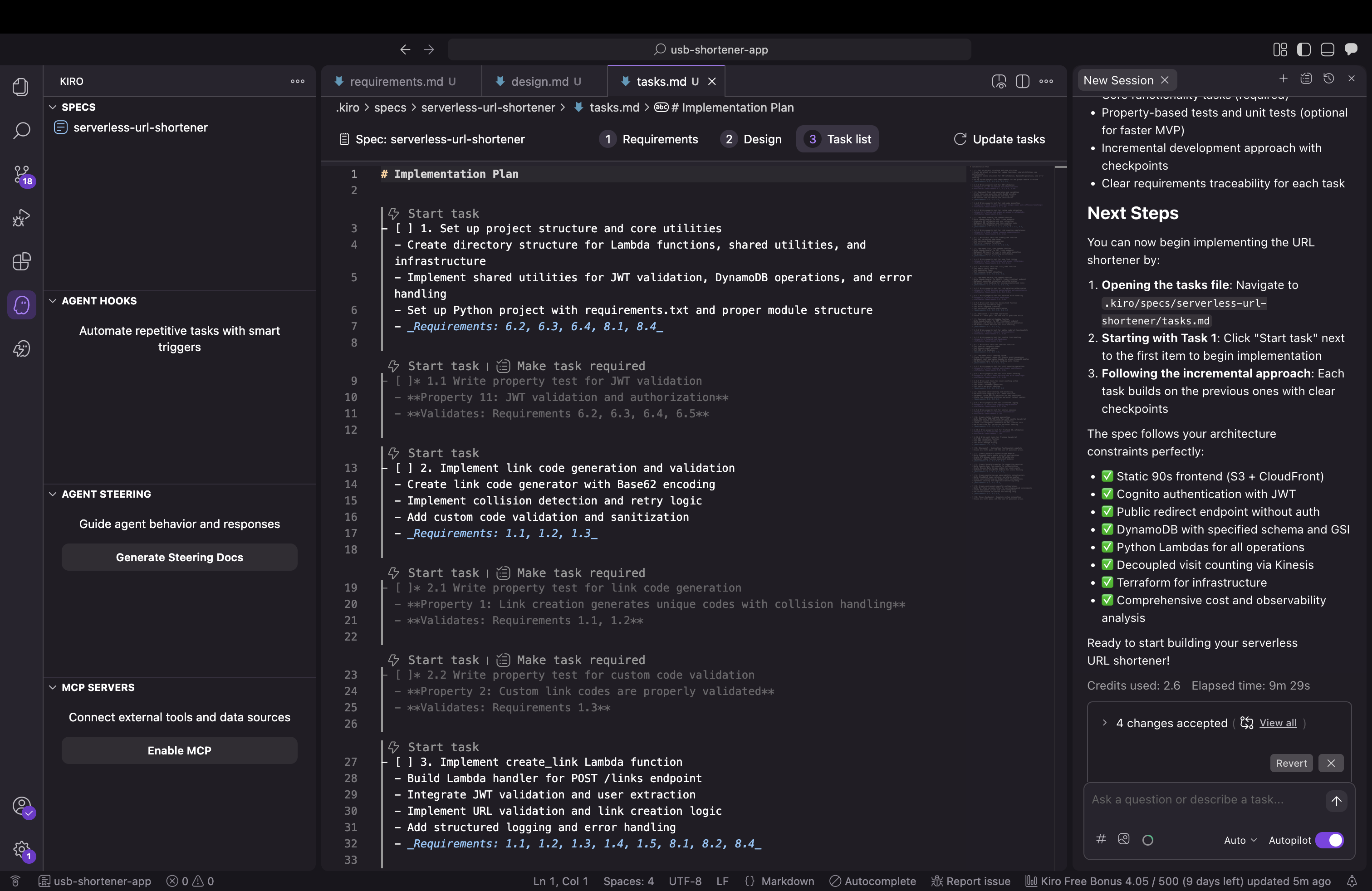 Implementation task list