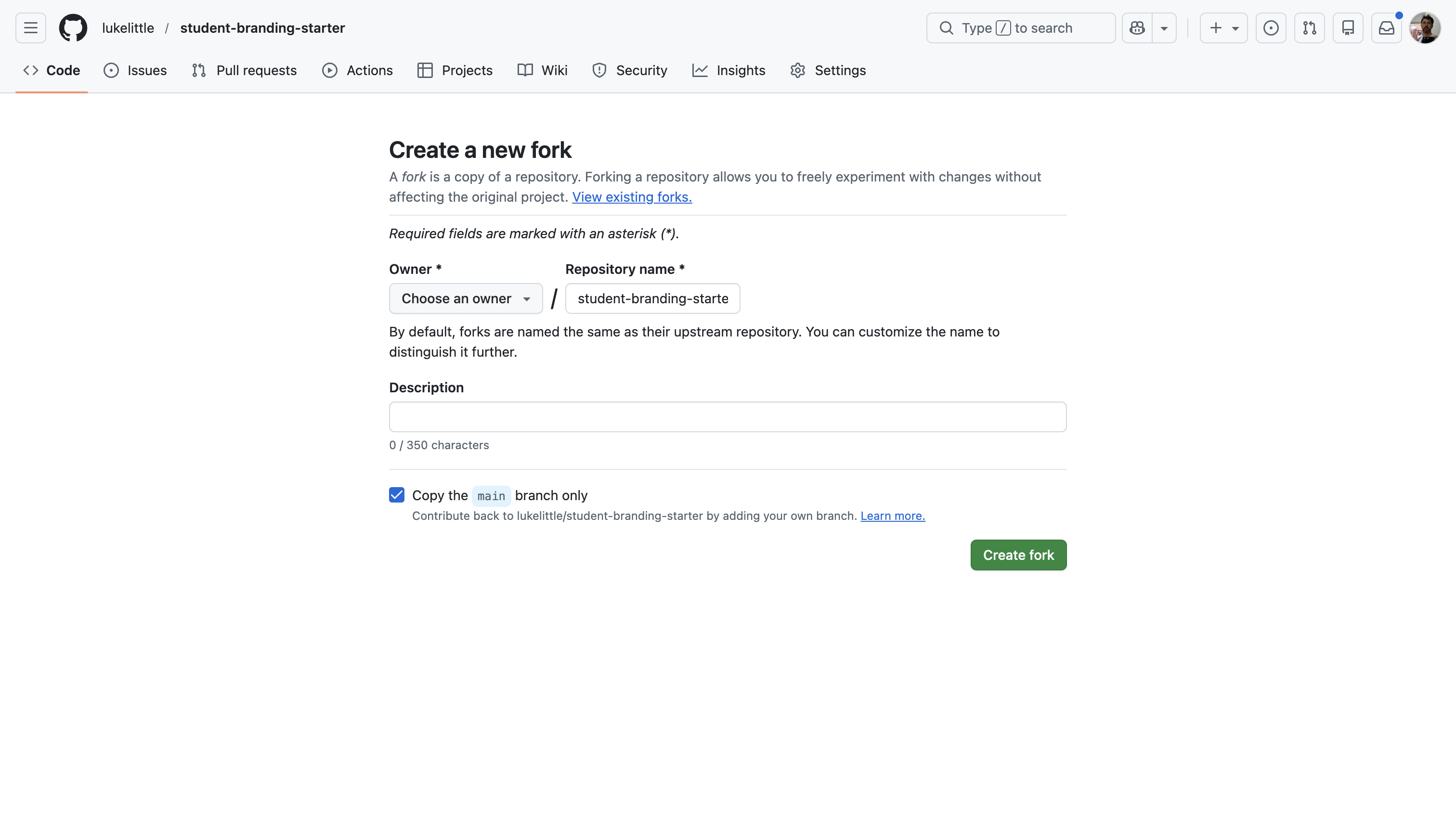 Forking the repository