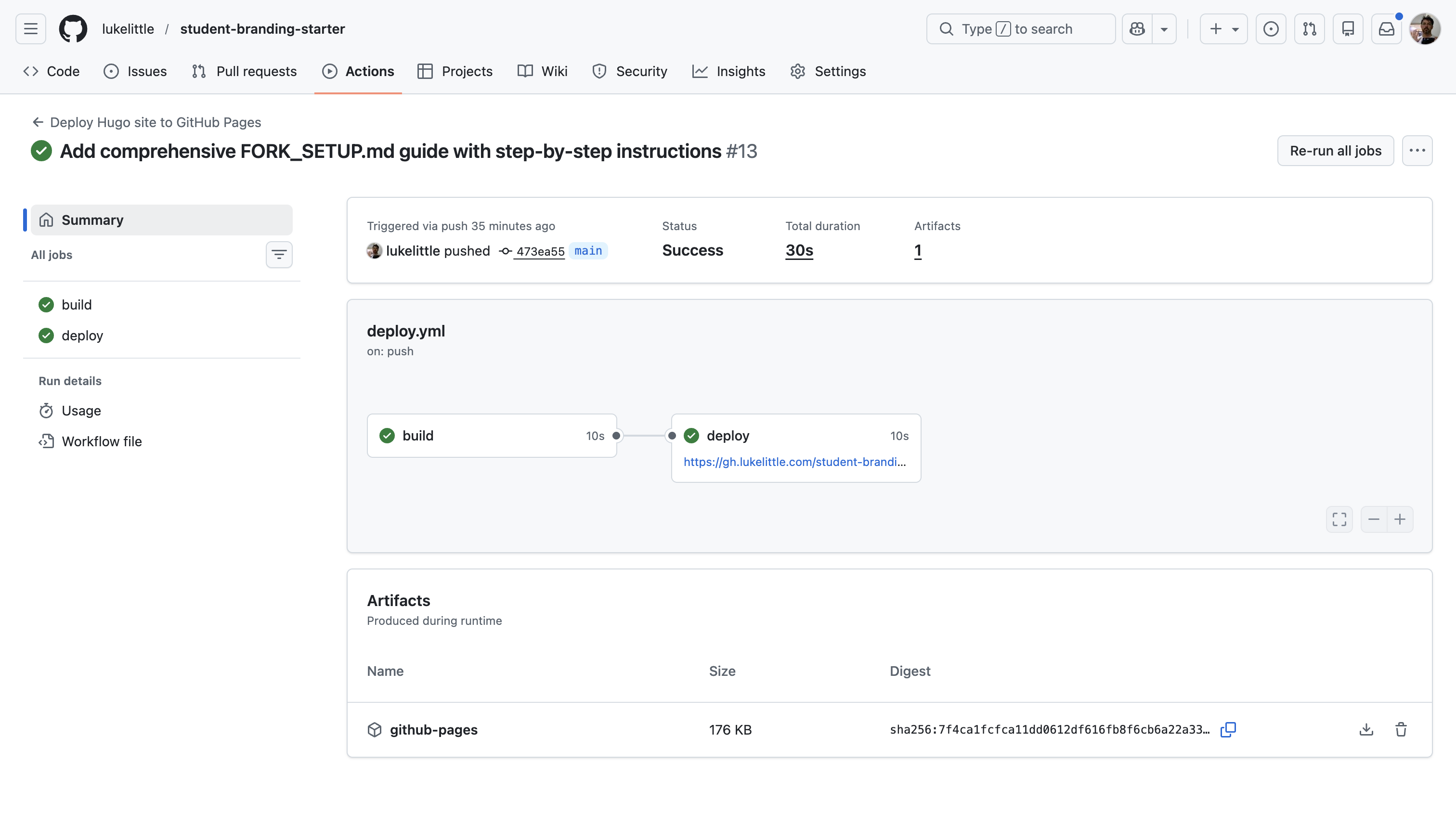 GitHub Actions deployment