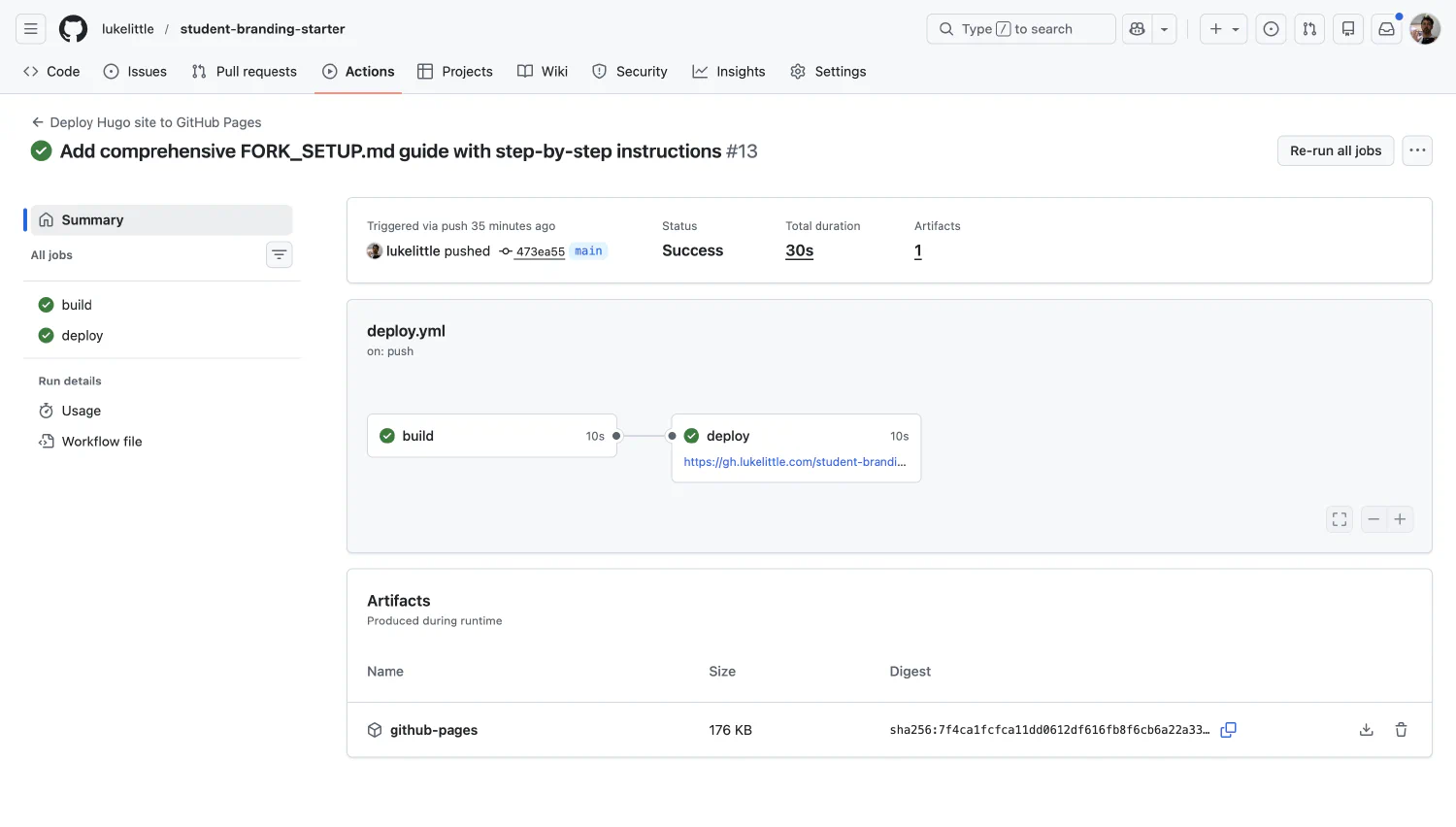 GitHub Actions deployment
