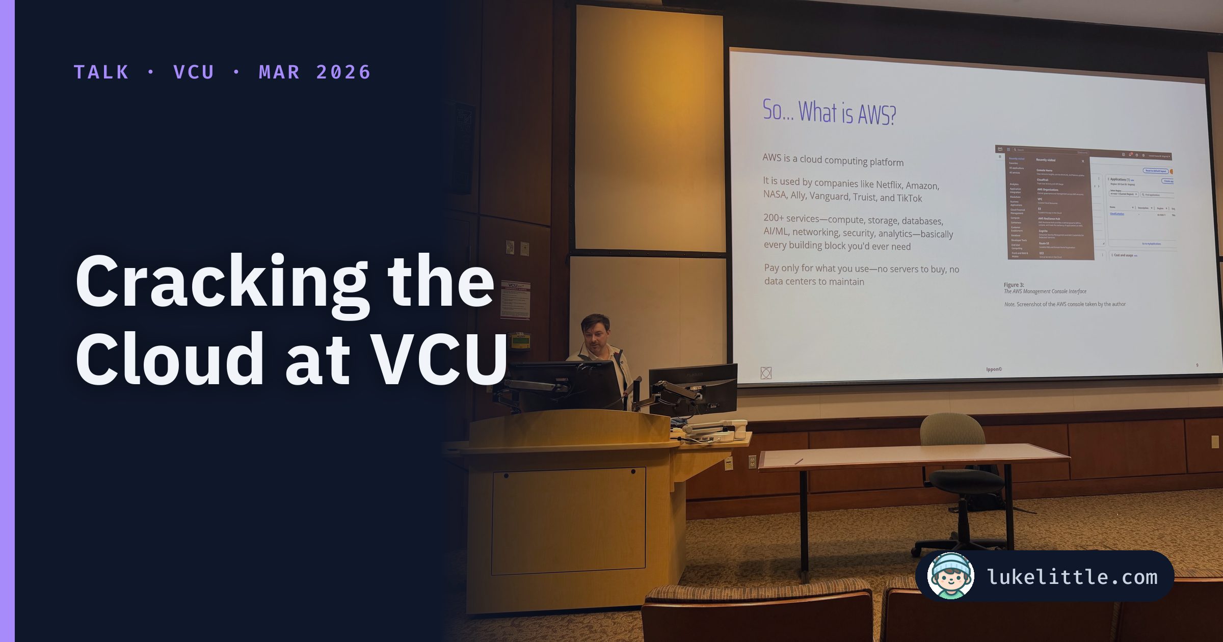 Speaking at Virginia Commonwealth University about AWS